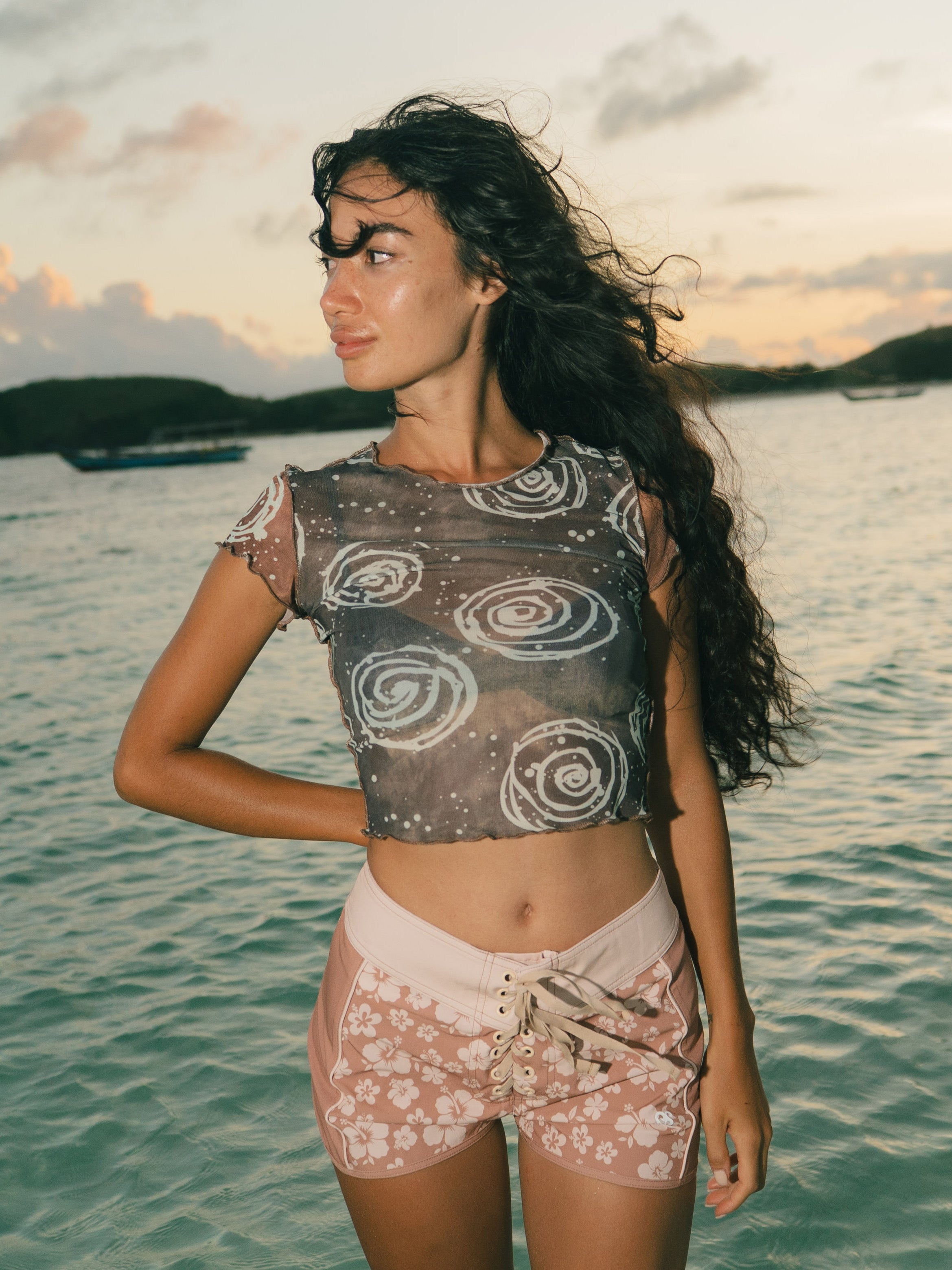 Mesh Rash Guard Crop Top