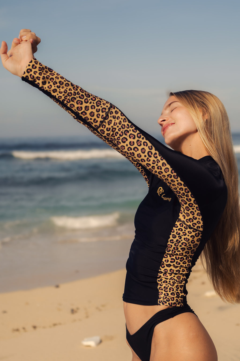 Retro Leopard Long Sleeve Rash Guard