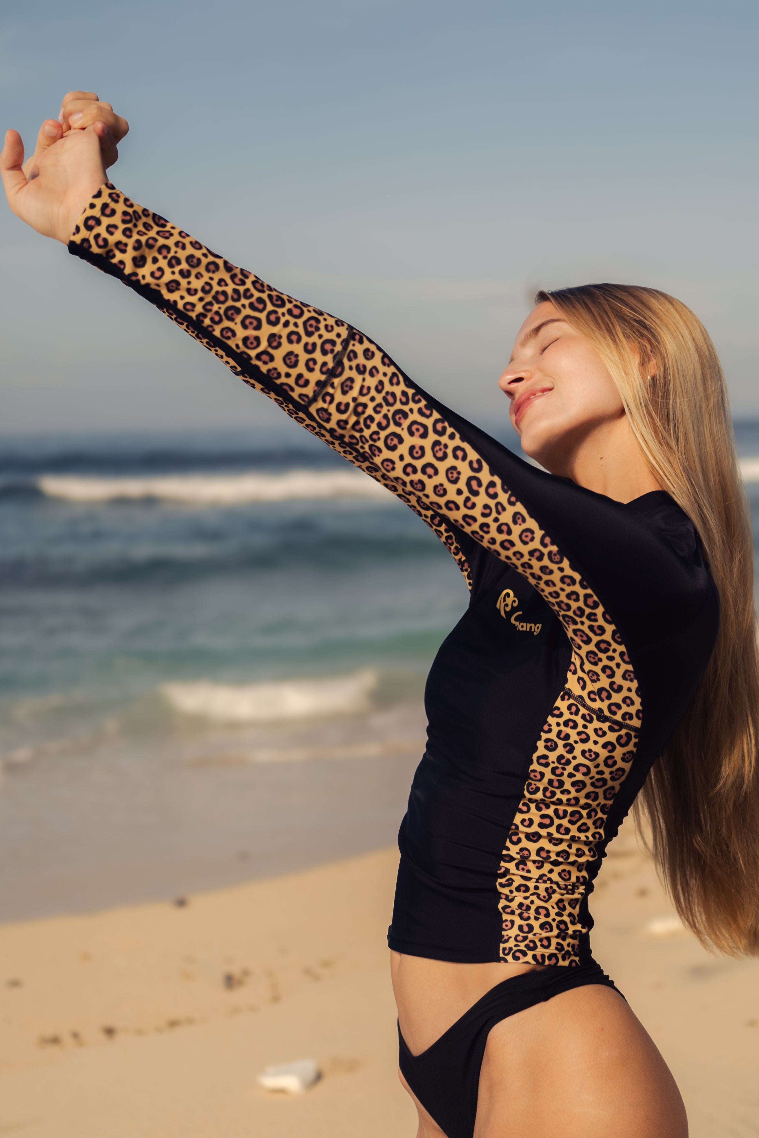 Retro Leopard Long Sleeve Rash Guard