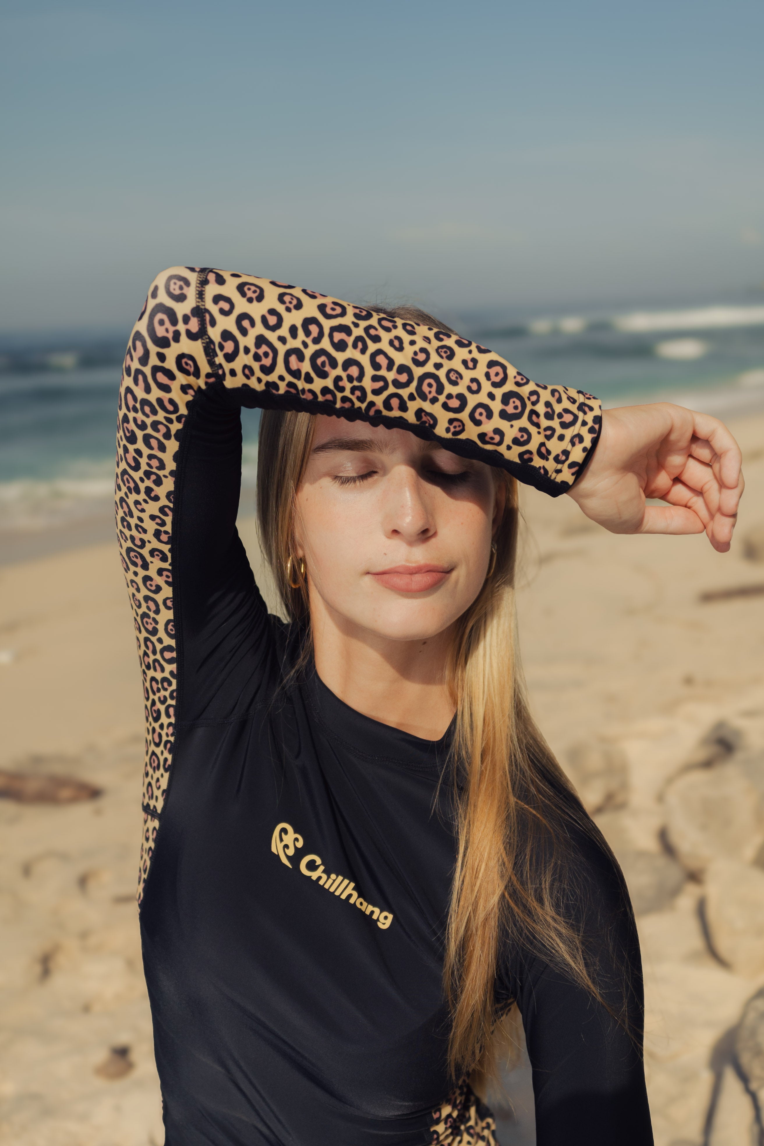 Retro Leopard Long Sleeve Rash Guard